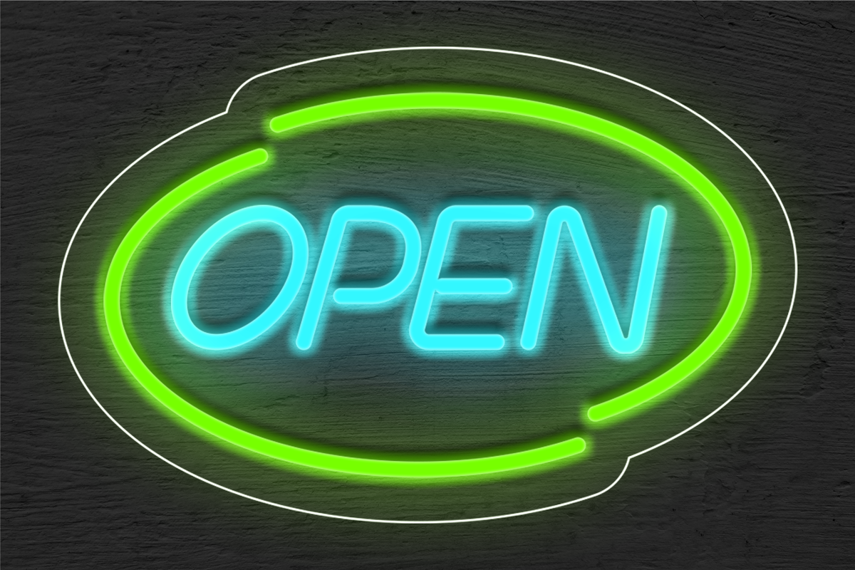 &quot;Open&quot; with Oval Border LED Neon Sign