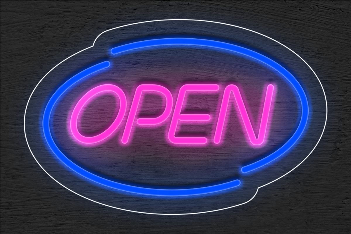 &quot;Open&quot; with Oval Border LED Neon Sign