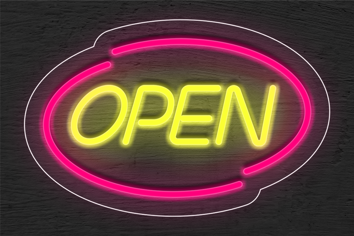 &quot;Open&quot; with Oval Border LED Neon Sign