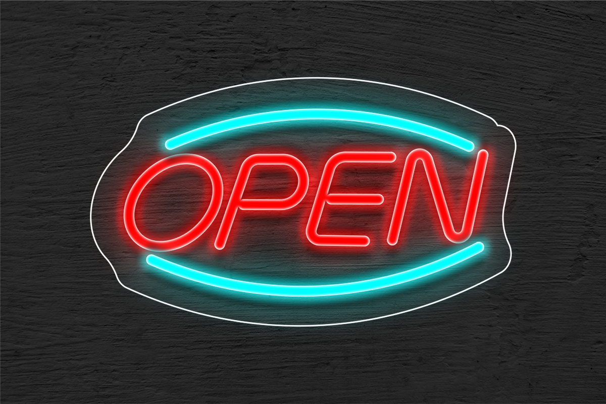 &quot;Open&quot; with Arc Border LED Neon Sign