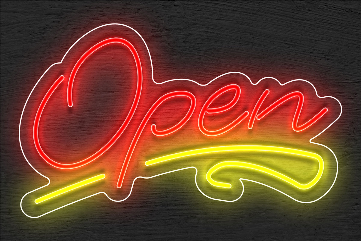 &quot;Open&quot; with Squiggle Line LED Neon Sign