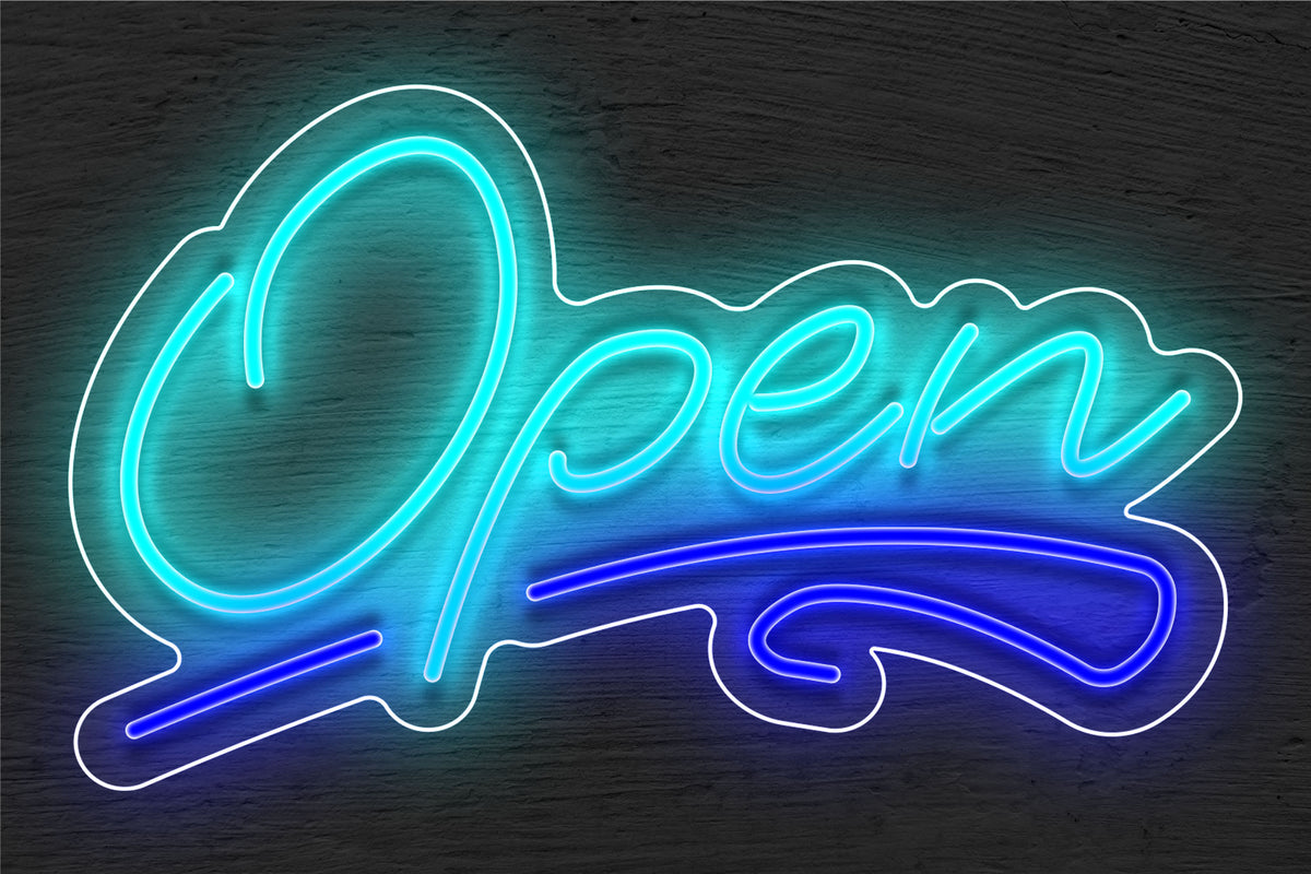 &quot;Open&quot; with Squiggle Line LED Neon Sign