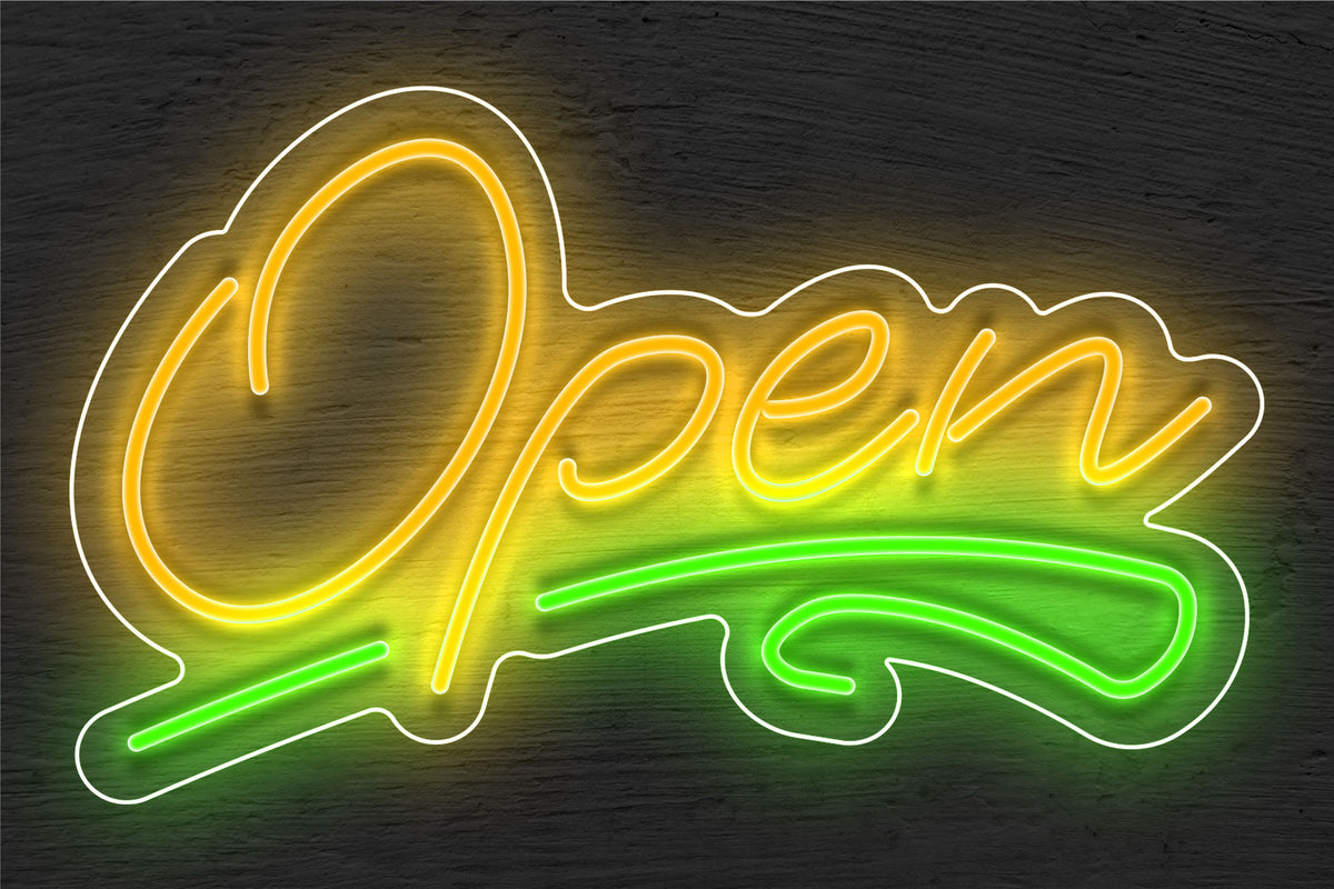 &quot;Open&quot; with Squiggle Line LED Neon Sign