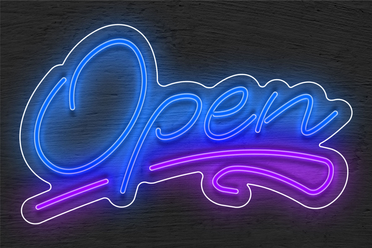 &quot;Open&quot; with Squiggle Line LED Neon Sign