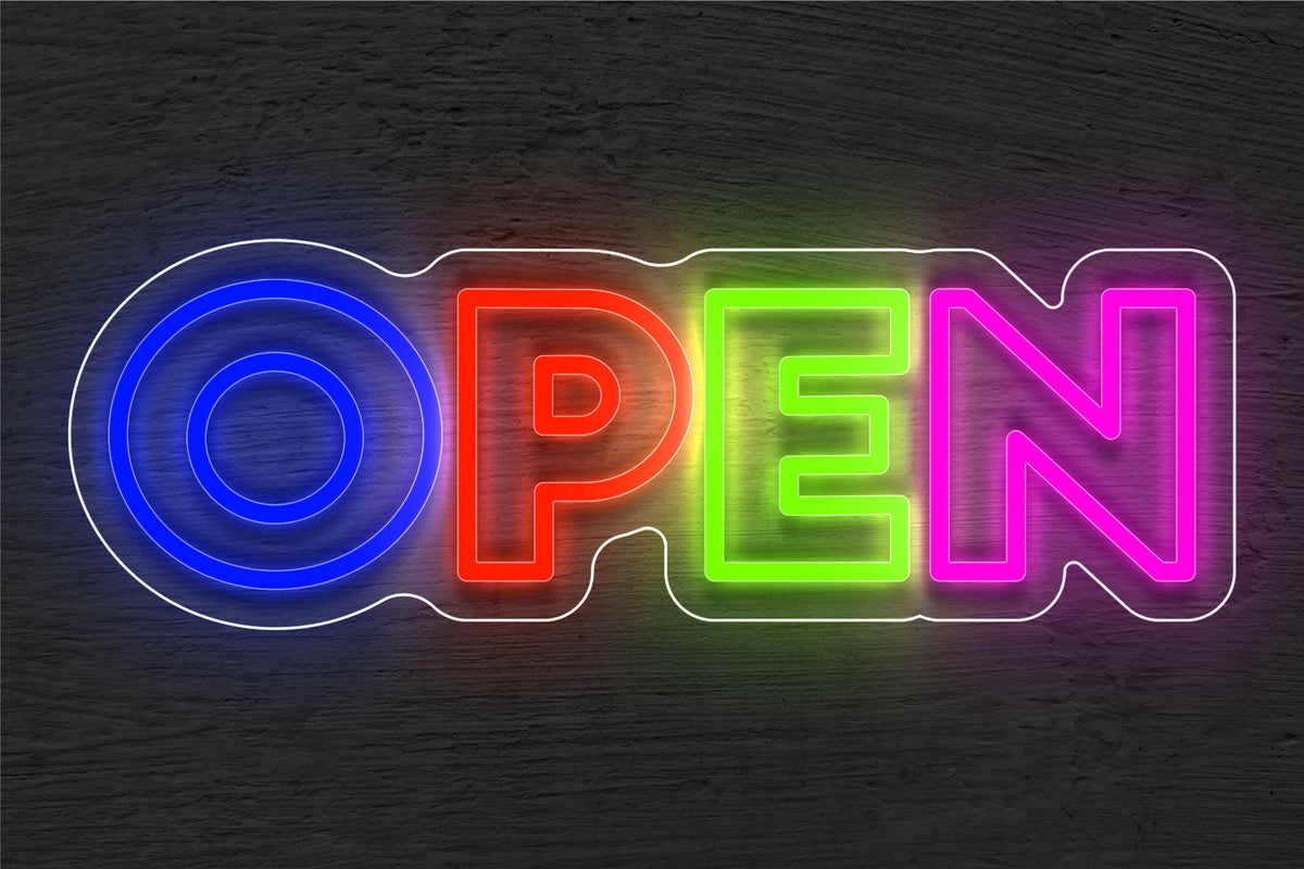 Multi-color and Double Stroke &quot;OPEN&quot; LED Neon Sign