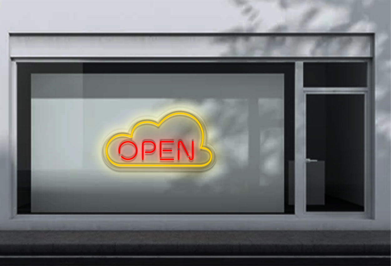 Open with Cloud Border v2 LED Neon Sign