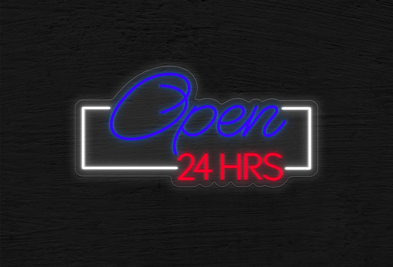 Buy Open 24 Hrs With Rectangular Border LED Neon Sign Gyms Salons buy-open-24-hrs-with-rectangular-border-led-neon-sign-gyms-salons