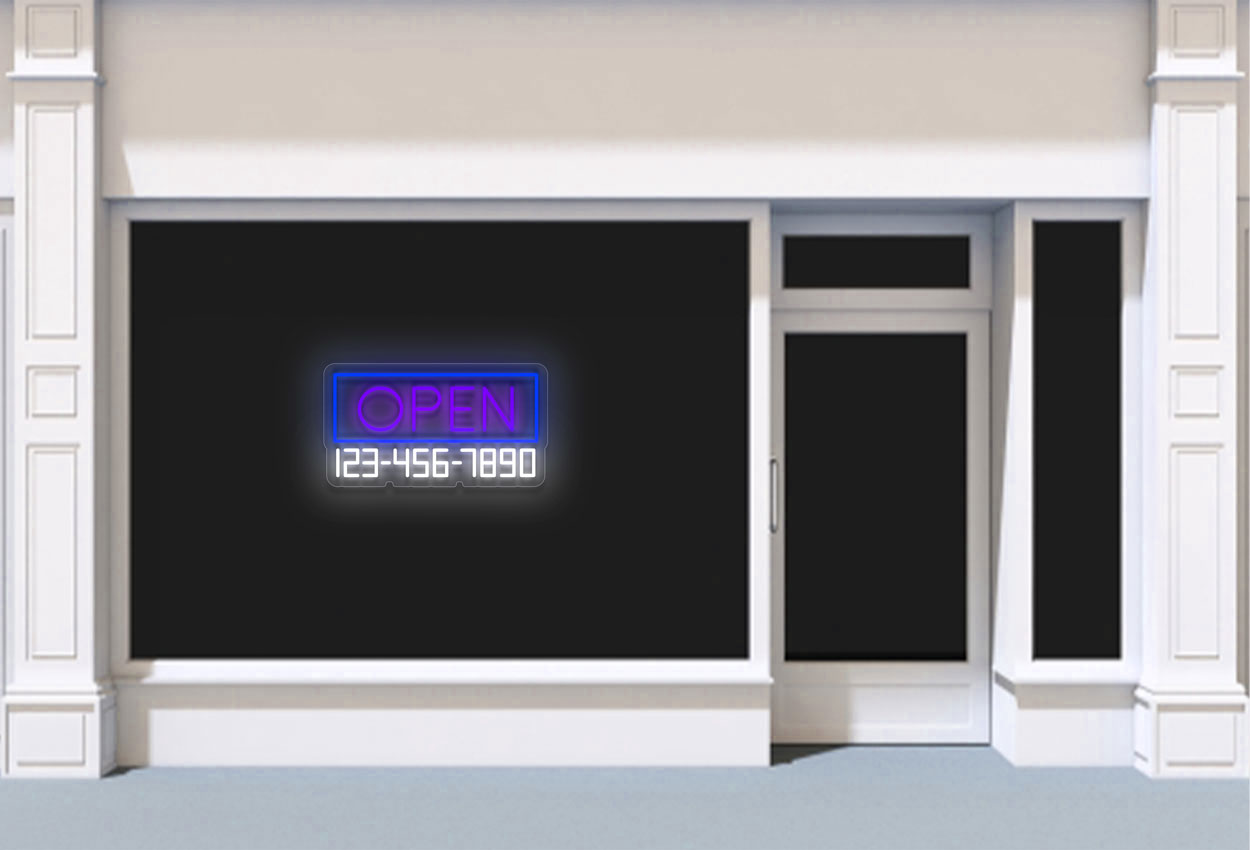 Open Box Neon Sign Buy Open in a Box and Phone Number LED Neon Sign | Best Selling Neon ...
