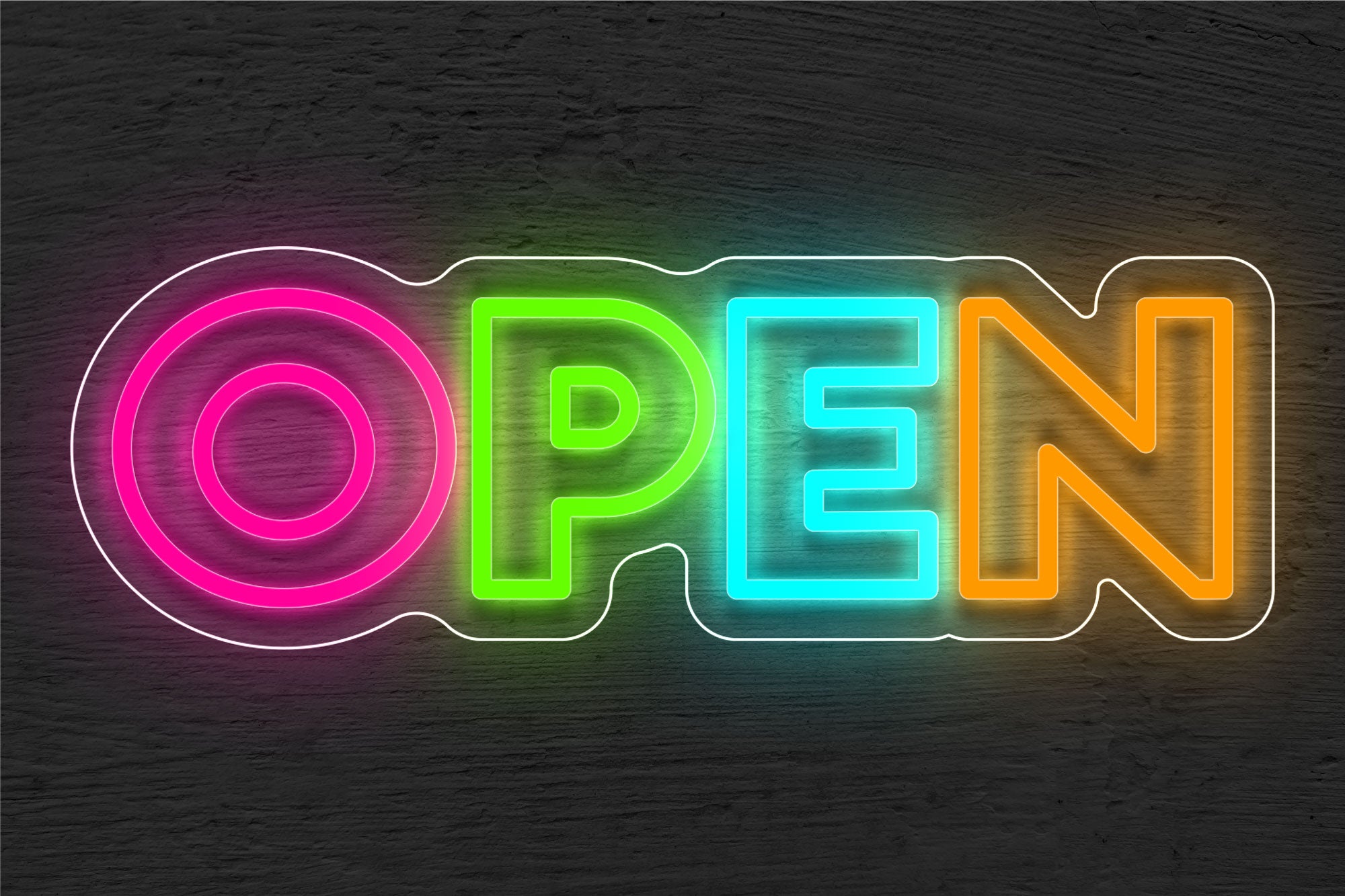 Multicolor and Double Stroke "OPEN" LED Neon Sign Best Buy Neon Signs