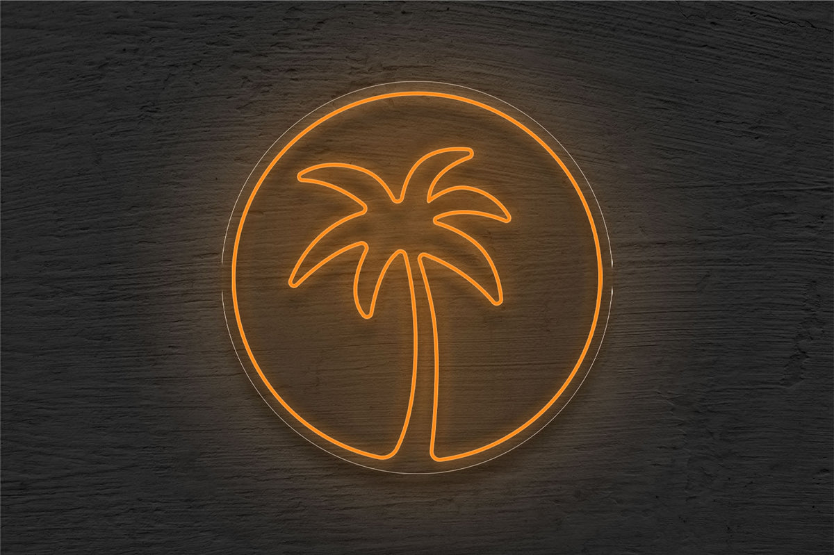 Palm Tree with Circle Border LED Neon Sign