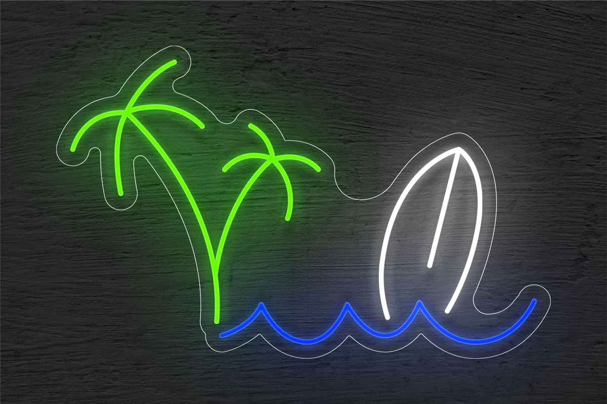 Palm Tree and Surf Board LED Neon Sign