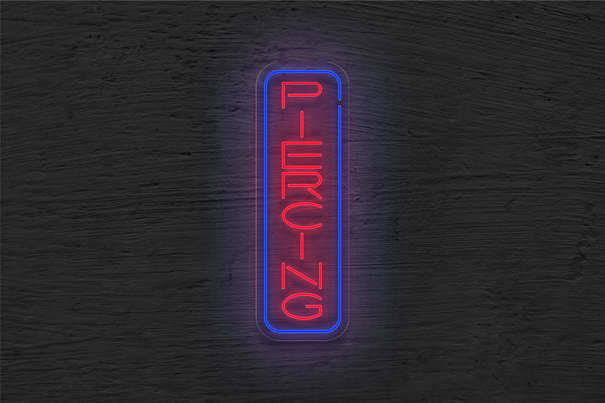 &quot;Piercing&quot; with Border LED Neon Sign