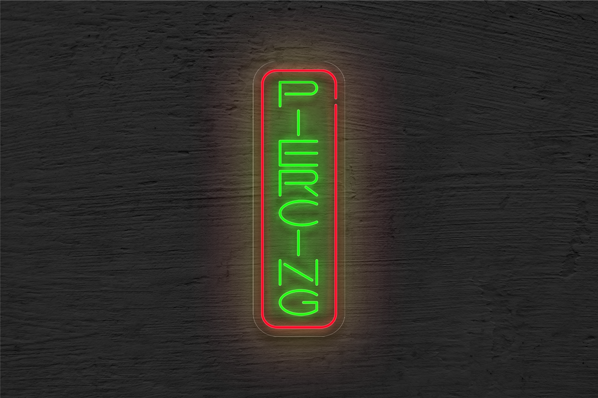 &quot;Piercing&quot; with Border LED Neon Sign