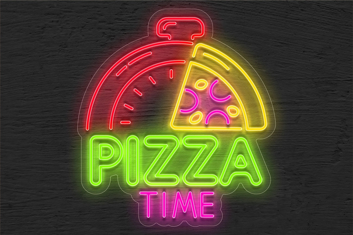 Pizza Time multi-color LED Neon Sign