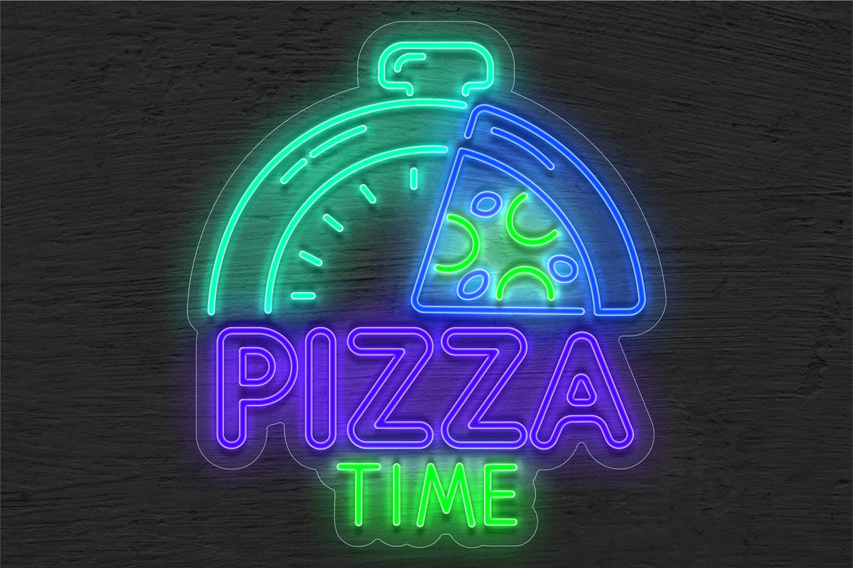 Pizza Time multi-color LED Neon Sign