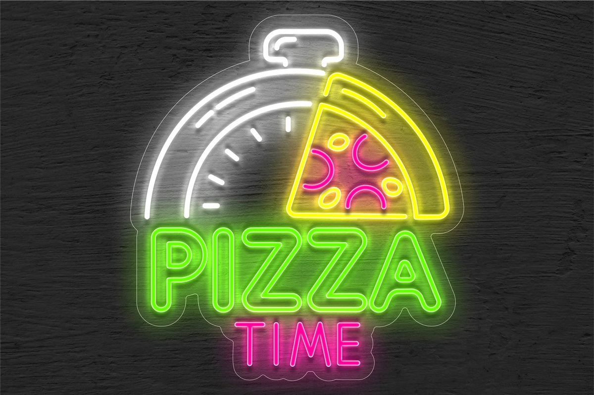 Pizza Time multi-color LED Neon Sign