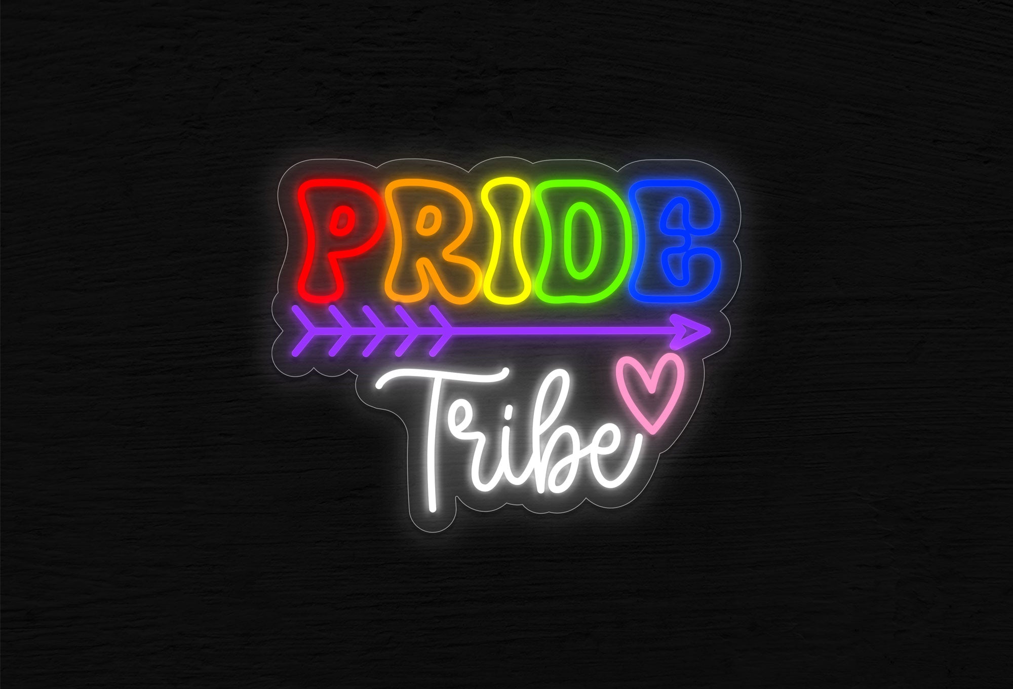 Pride Tribe with Arrow and Heart LED Neon Sign
