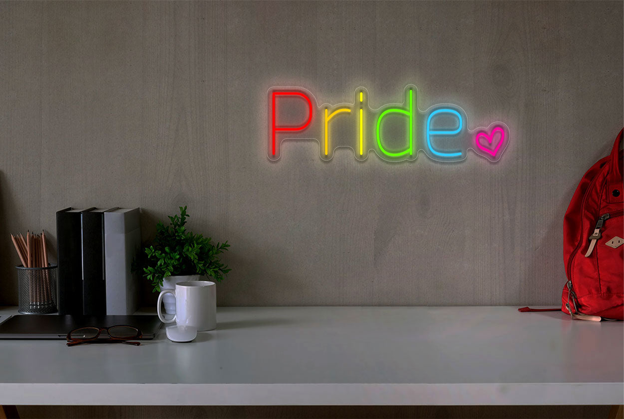 Pride with a small heart LED Neon Sign