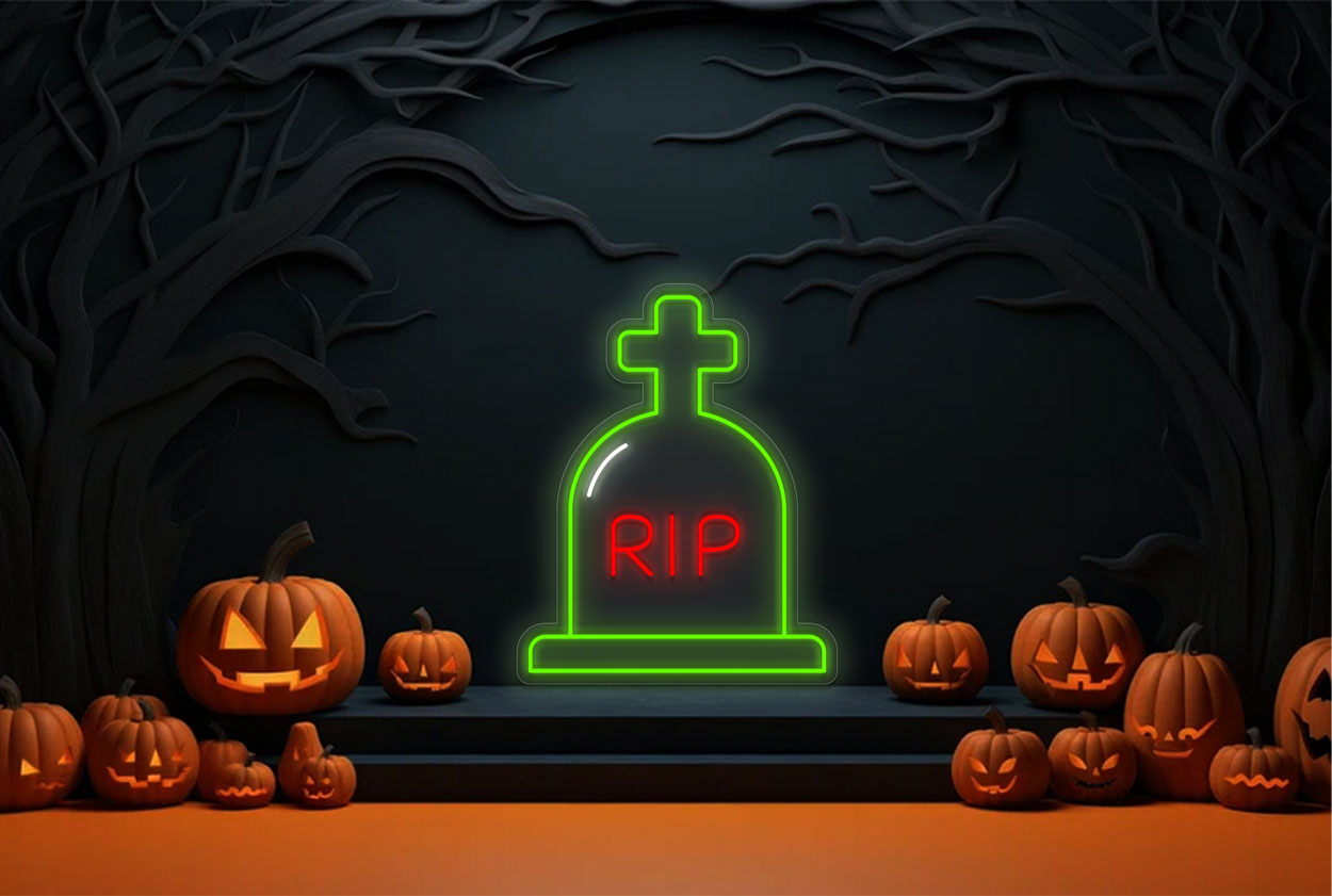 Musical Rip Sign Buy RIP Tombstone LED Neon Sign | Halloween Signs from Best Buy Neon Signs