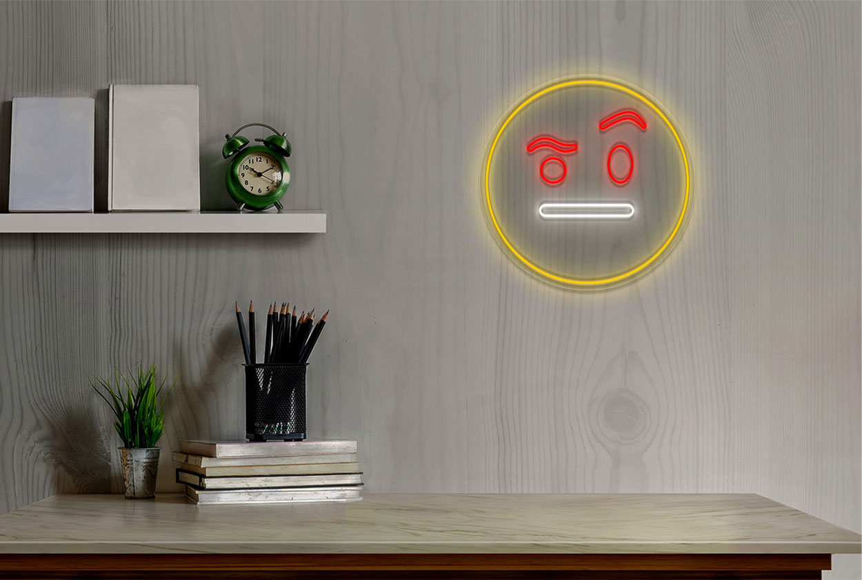 Raised Eyebrow Emoji LED Neon Sign