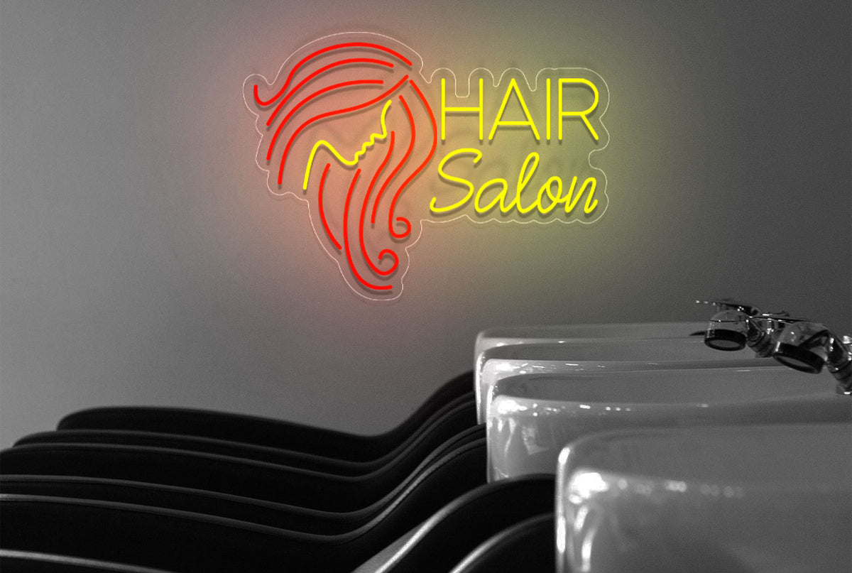 &quot;Hair Salon&quot; with Logo LED Neon Sign