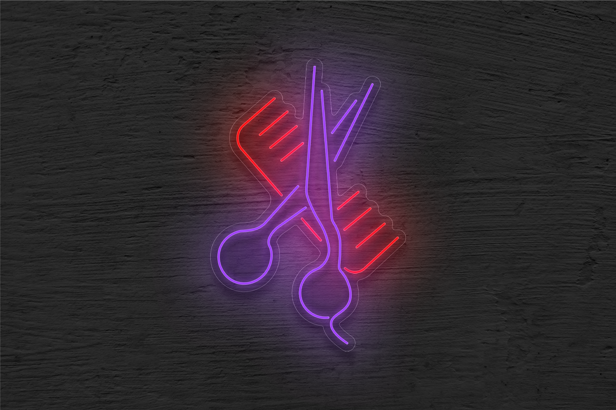 Comb and Scissor LED Neon Sign