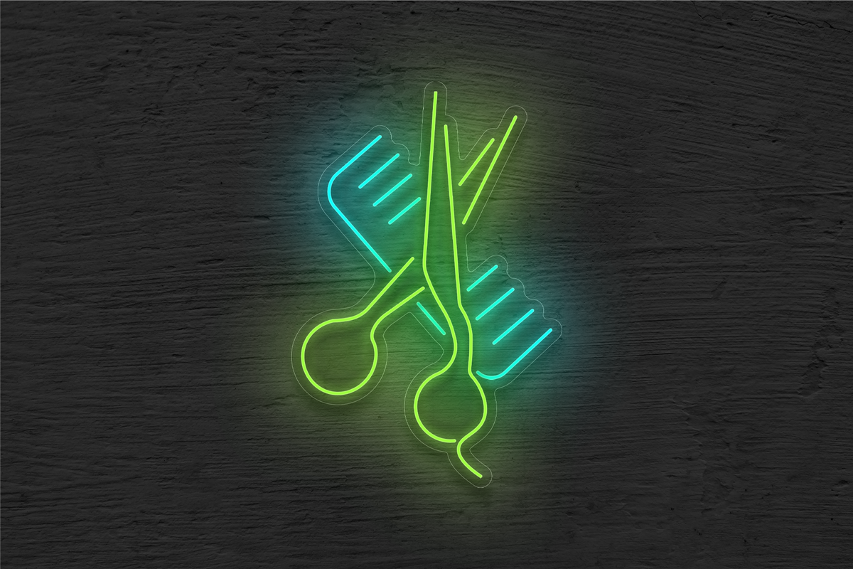 Comb and Scissor LED Neon Sign