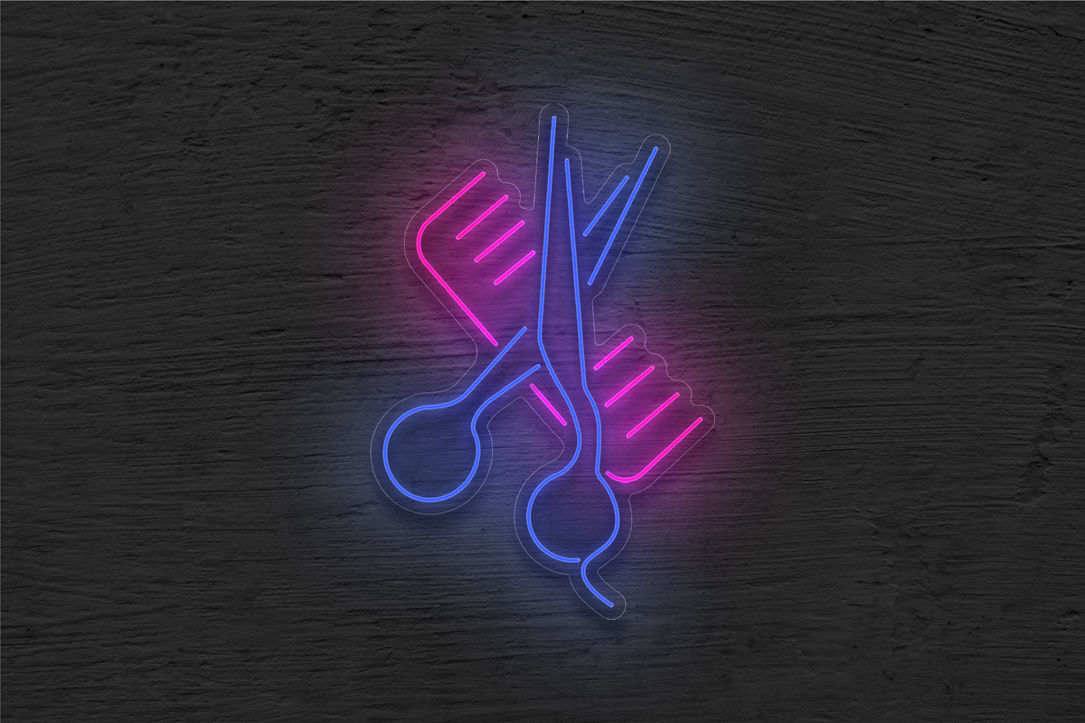 Comb and Scissor LED Neon Sign