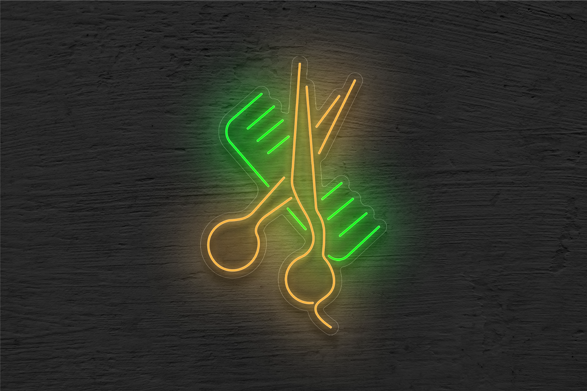 Comb and Scissor LED Neon Sign