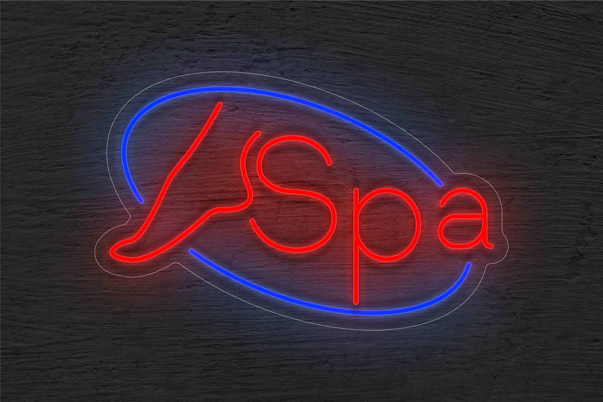 Foot &quot;Spa&quot; with Border LED Neon Sign