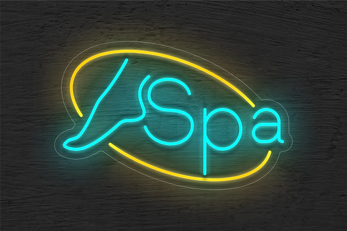 Foot &quot;Spa&quot; with Border LED Neon Sign