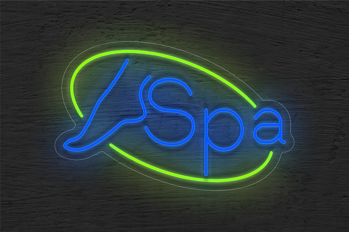 Foot &quot;Spa&quot; with Border LED Neon Sign