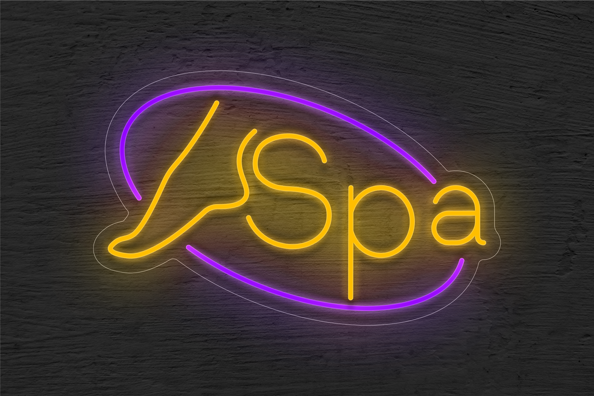 Foot &quot;Spa&quot; with Border LED Neon Sign