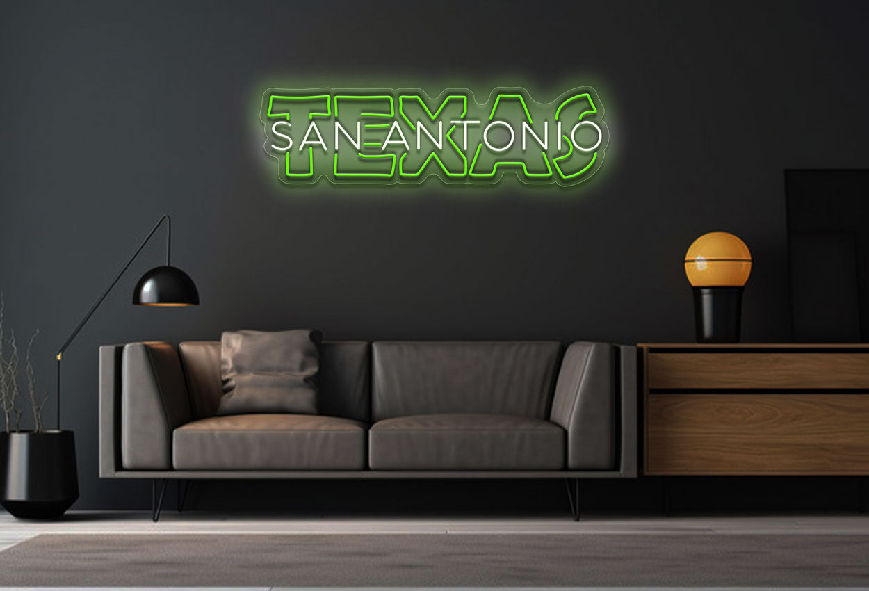 San Antonio Texas In Double Stroke LED Neon Sign