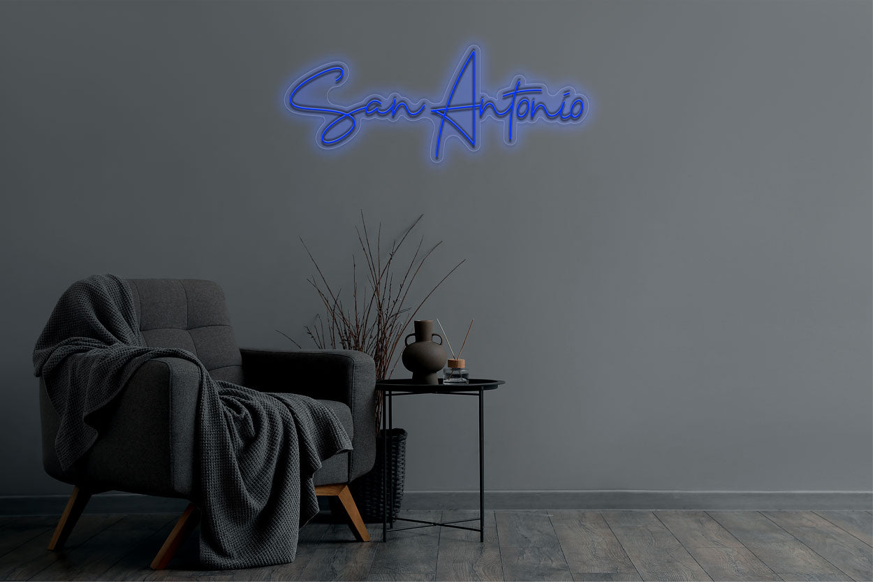 San Antonio Script Text LED Neon Sign