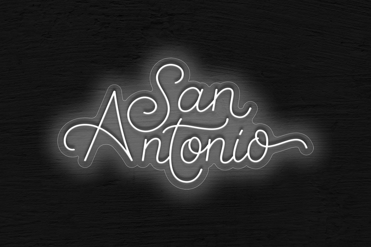 San Antonio Script Text In 2 Lines LED Neon Sign