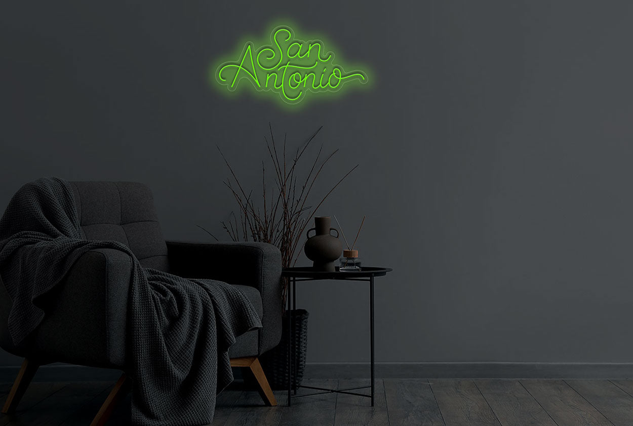 San Antonio Script Text In 2 Lines LED Neon Sign