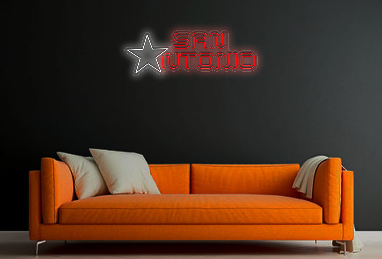 San Antonio With Star LED Neon Sign