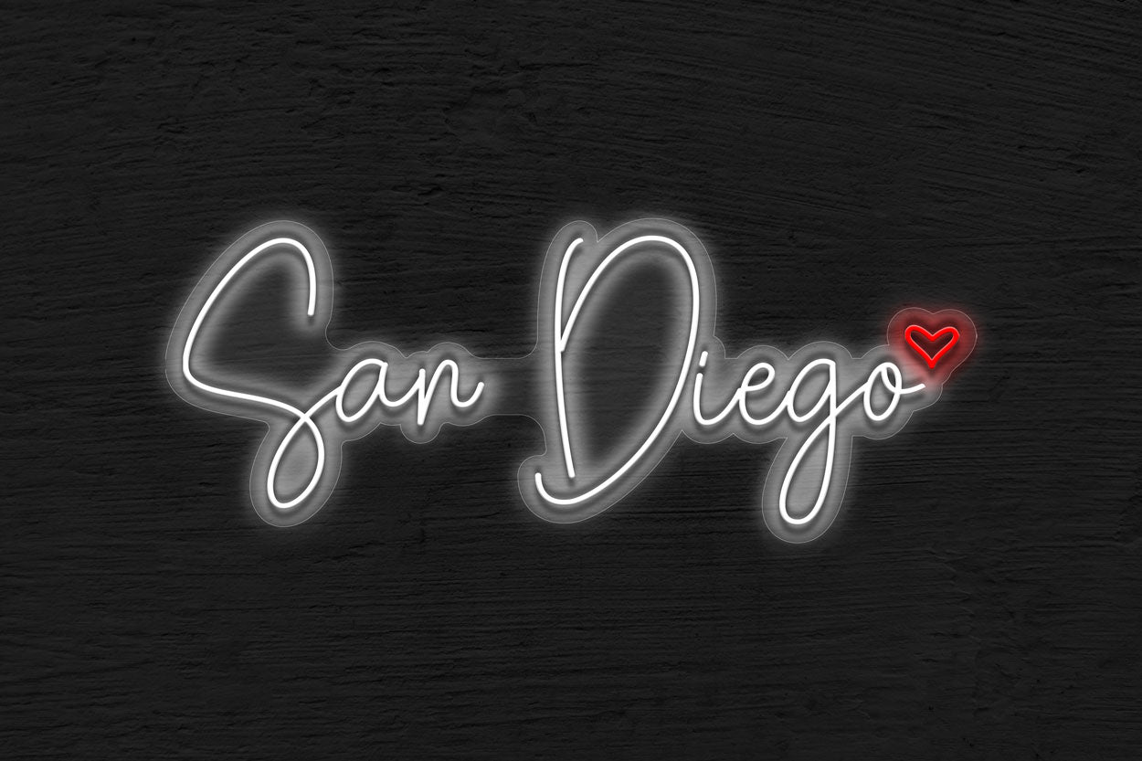 San Diego With A Small Heart LED Neon Sign