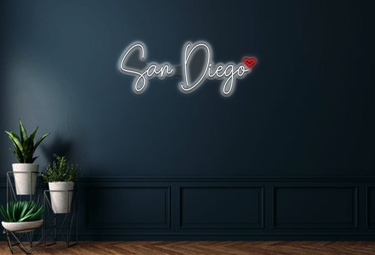 San Diego With A Small Heart LED Neon Sign