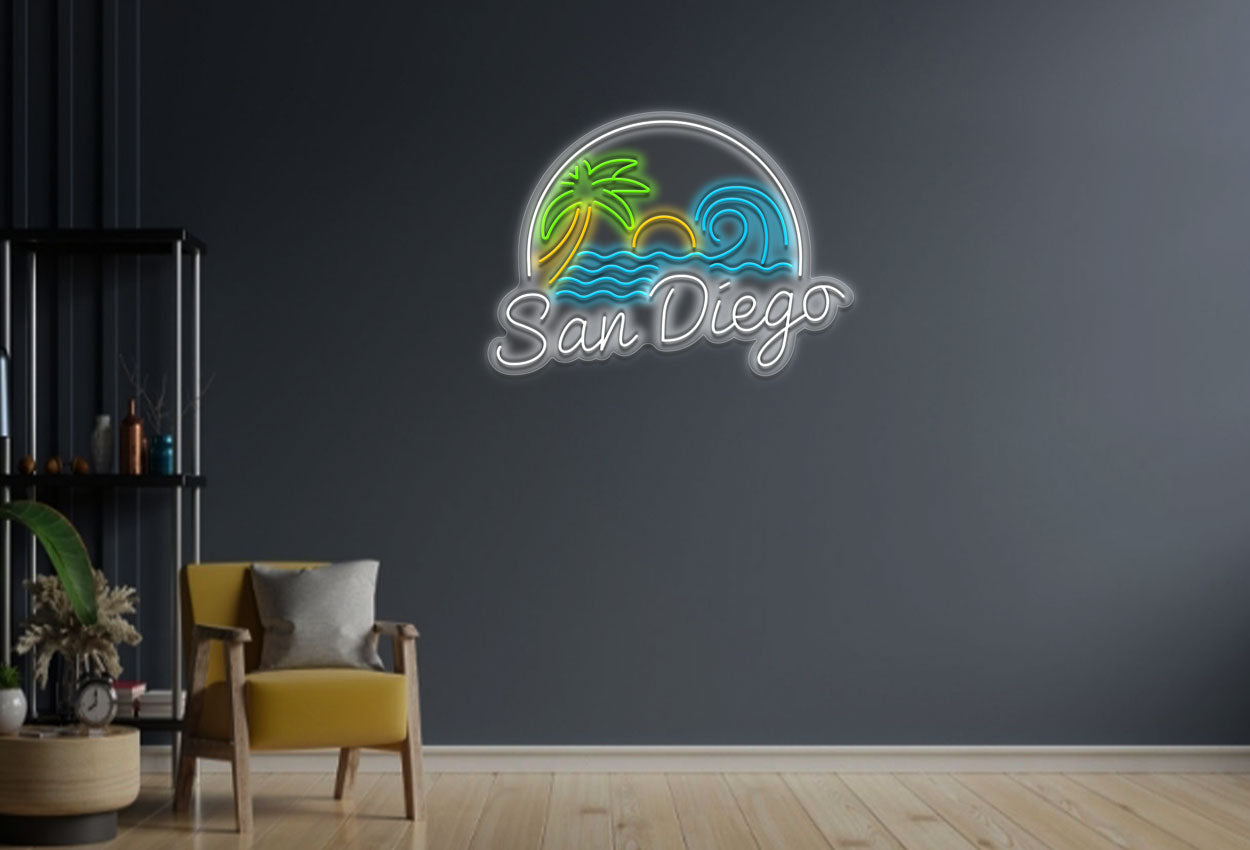 San Diego And A Beach LED Neon Sign