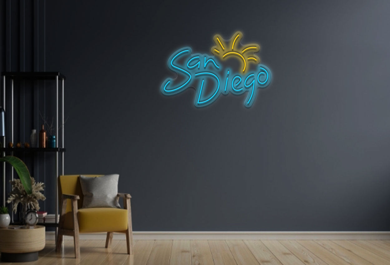 San Diego With Sun LED Neon Sign