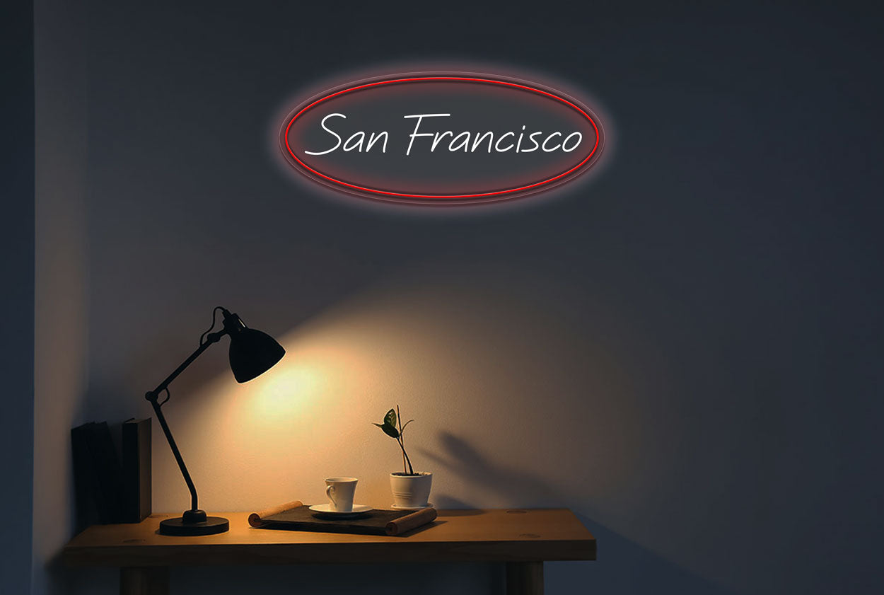 San Francisco With Oval Border LED Neon Sign