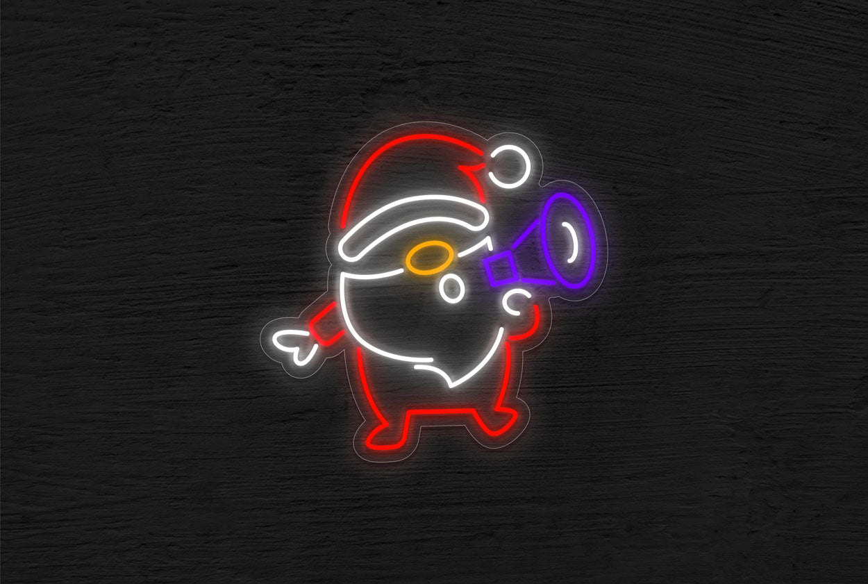 Santa Claus with Megaphone LED Neon Sign