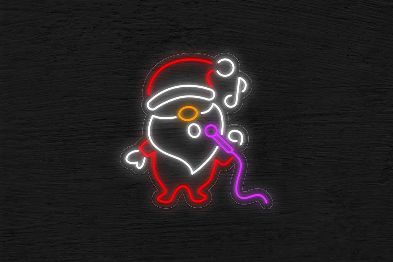 Santa Claus with Microphone LED Neon Sign