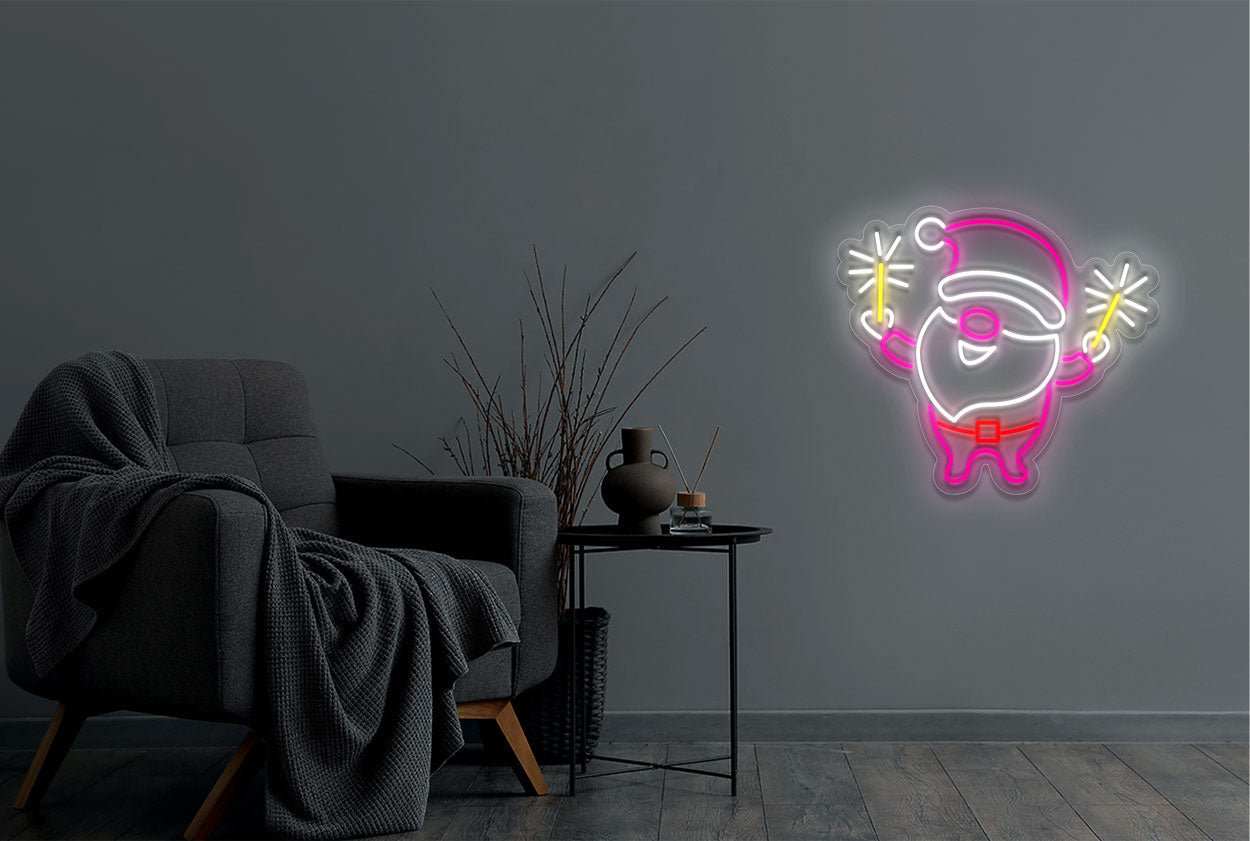 Santa Claus with Spark Light LED Neon Sign