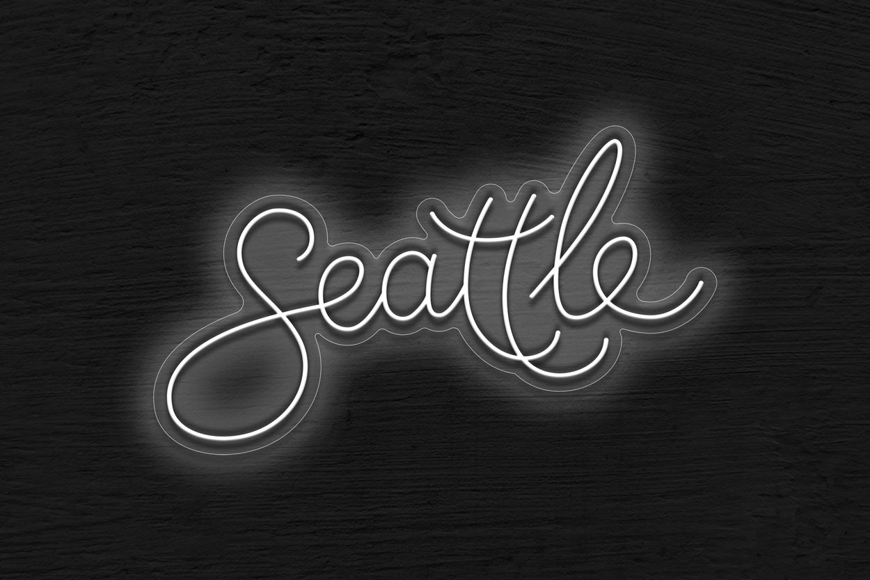 Seattle In Script Text LED Neon Sign