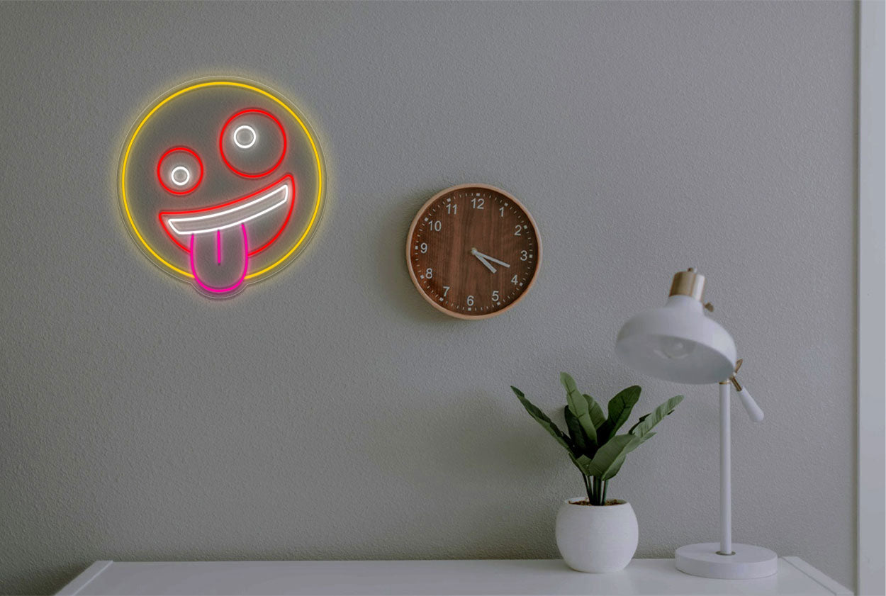Silly Faced Emoji LED Neon Sign