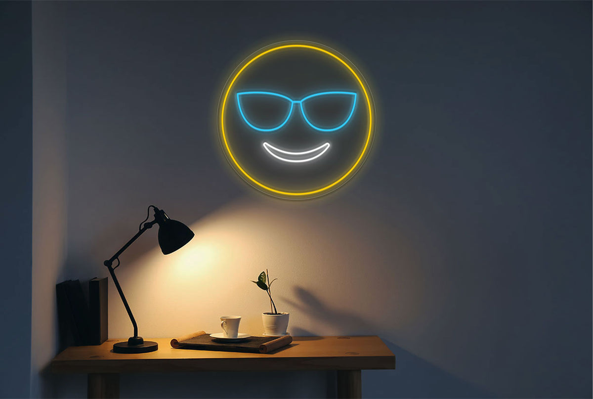 Smiling Face With Sunglasses Emoji LED Neon Sign