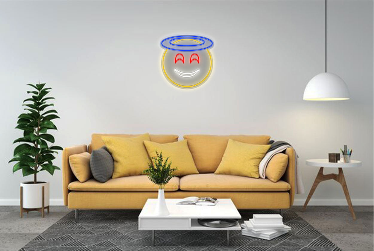 Smiling Face with Halo Emoji LED Neon Sign